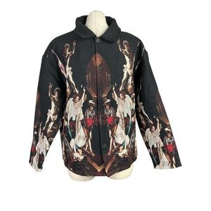 Rebel Vengeance Jacket Men M Black AOP Fall of The Angels Artsy Streetwear NEW